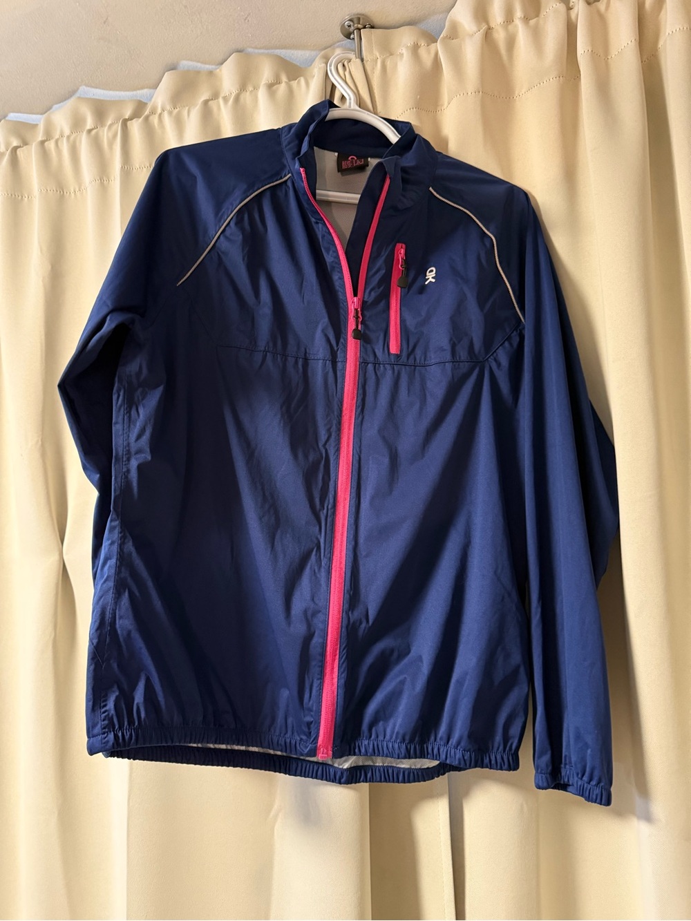 Women’s Navy Windbreaker Rain Jacket with Pink Trim